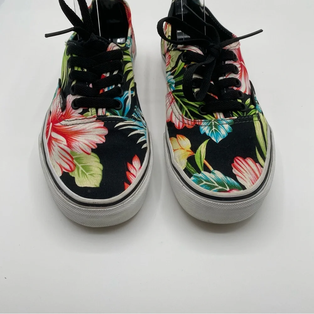 Vans Hawaiian Floral Print Sneakers Casual Black Pink Size 8 women and 6.5 men